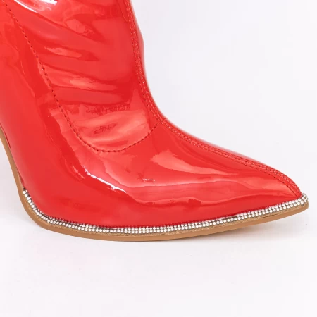 Botine Dama cu Toc subtire 3KV7 Rosu » meishop.life
