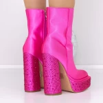 Botine Dama cu Toc gros si platforma 3KV11 Roz » meishop.life