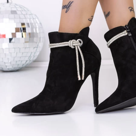Botine Dama cu Toc subtire 3SYX32 Negru » meishop.life