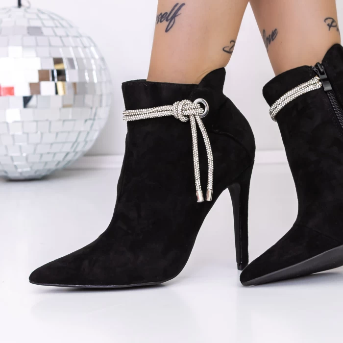 Botine Dama cu Toc subtire 3SYX32 Negru » meishop.life