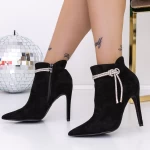 Botine Dama cu Toc subtire 3SYX32 Negru » meishop.life