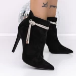 Botine Dama cu Toc subtire 3SYX32 Negru » meishop.life
