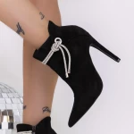Botine Dama cu Toc subtire 3SYX32 Negru » meishop.life