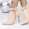 Botine Dama cu Toc subtire 3SYX32 Bej Mei