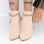 Botine Dama cu Toc subtire 3SYX32 Bej » meishop.life