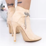 Botine Dama cu Toc subtire 3SYX32 Bej » meishop.life
