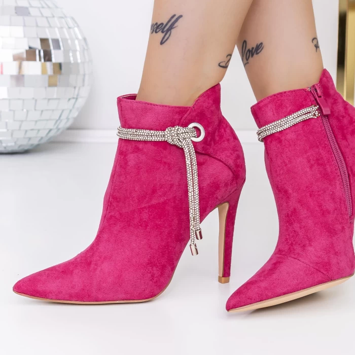 Botine Dama cu Toc subtire 3SYX32 Roz » meishop.life