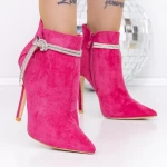 Botine Dama cu Toc subtire 3SYX32 Roz » meishop.life