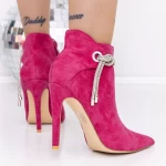 Botine Dama cu Toc subtire 3SYX32 Roz » meishop.life