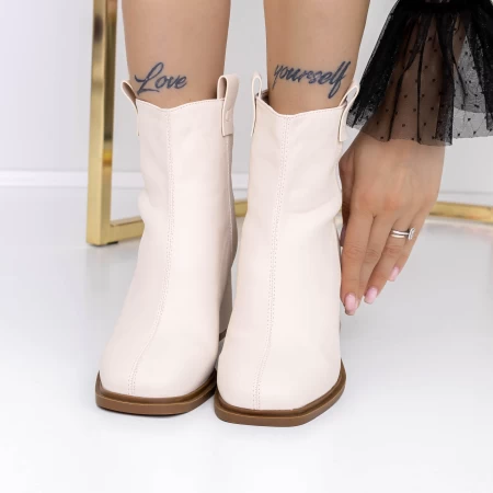 Botine Dama cu Toc gros 3YL8 Bej » meishop.life