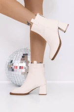Botine Dama cu Toc gros 3YL8 Bej » meishop.life