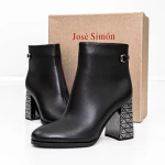 Botine Dama cu toc gros K9071-61A Negru » meishop.life