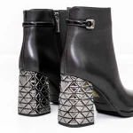 Botine Dama cu toc gros K9071-61A Negru » meishop.life