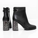 Botine Dama cu toc gros K9071-61A Negru » meishop.life