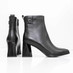 Botine Dama cu toc gros K5826-5049A Negru » meishop.life