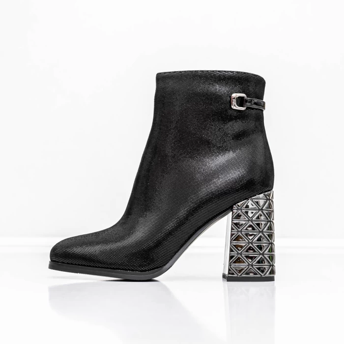 Botine Dama cu toc gros K9071-61B Negru » meishop.life