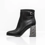 Botine Dama cu toc gros K9071-61B Negru » meishop.life