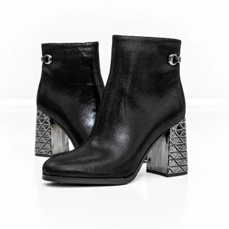 Botine Dama cu toc gros K9071-61B Negru » meishop.life