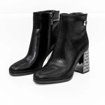 Botine Dama cu toc gros K9071-61B Negru » meishop.life