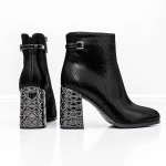 Botine Dama cu toc gros K9071-61B Negru » meishop.life