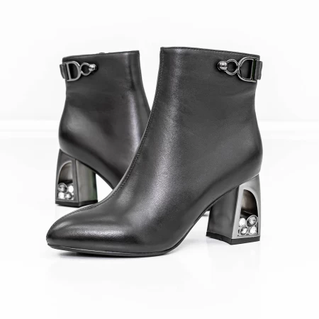 Botine Dama cu toc gros K9196-1B Negru » meishop.life