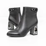 Botine Dama cu toc gros K9196-1B Negru » meishop.life