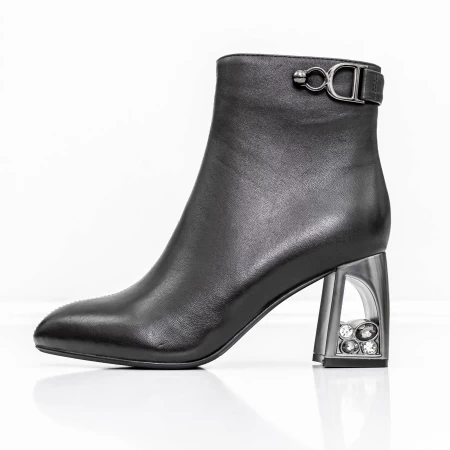 Botine Dama cu toc gros K9196-1B Negru » meishop.life