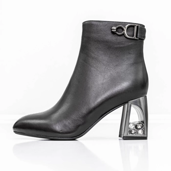 Botine Dama cu toc gros K9196-1B Negru » meishop.life