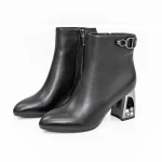 Botine Dama cu toc gros K9196-1B Negru » meishop.life