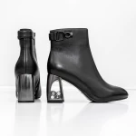 Botine Dama cu toc gros K9196-1B Negru » meishop.life