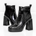 Botine Dama cu toc gros M03-03 Negru » meishop.life