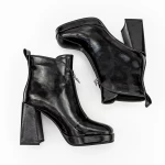 Botine Dama cu toc gros M03-03 Negru » meishop.life
