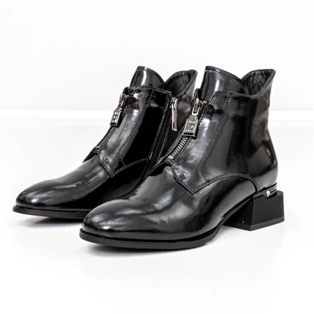 Botine Dama cu toc gros K21713-6C Negru » meishop.life