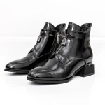 Botine Dama cu toc gros K21713-6C Negru » meishop.life