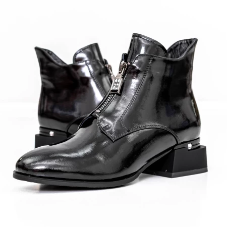 Botine Dama cu toc gros K21713-6C Negru » meishop.life