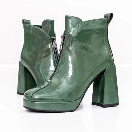 Botine Dama cu toc gros M03-03B Verde » meishop.life