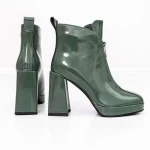 Botine Dama cu toc gros M03-03B Verde » meishop.life