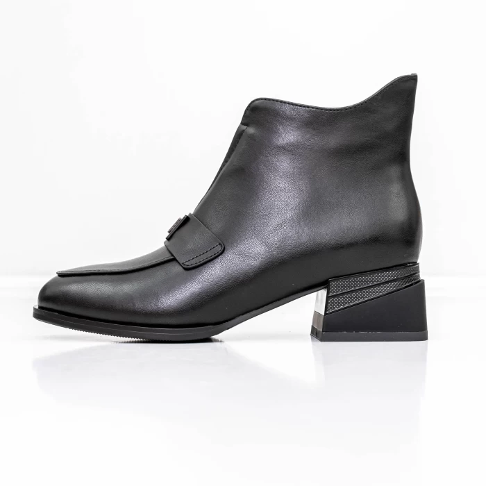 Botine Dama cu toc gros K21698-3A Negru » meishop.life