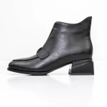 Botine Dama cu toc gros K21698-3A Negru » meishop.life