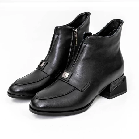 Botine Dama cu toc gros K21698-3A Negru » meishop.life