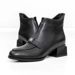 Botine Dama cu toc gros K21698-3A Negru » meishop.life