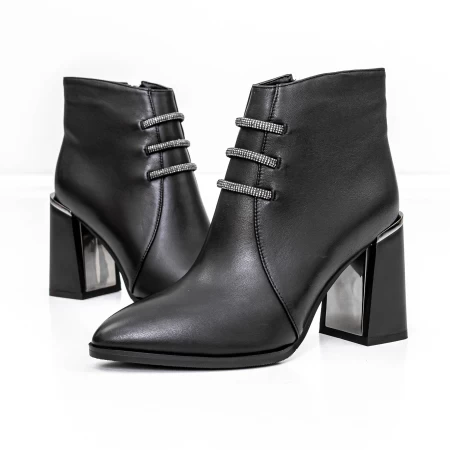 Botine Dama cu toc gros M01-01 Negru » meishop.life