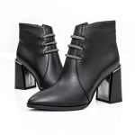 Botine Dama cu toc gros M01-01 Negru » meishop.life