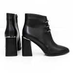 Botine Dama cu toc gros M01-01 Negru » meishop.life