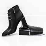 Botine Dama cu toc gros M01-01 Negru » meishop.life