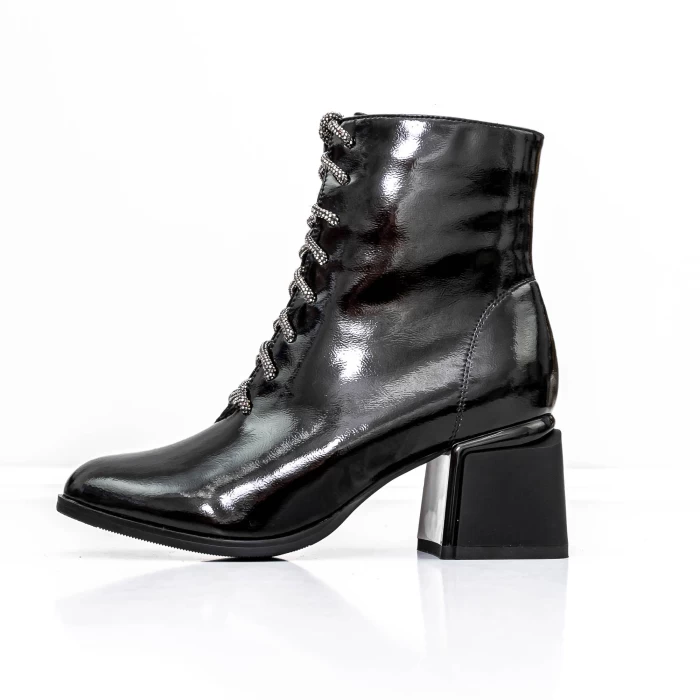 Botine Dama cu toc gros K577-16D Negru » meishop.life