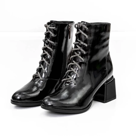 Botine Dama cu toc gros K577-16D Negru » meishop.life