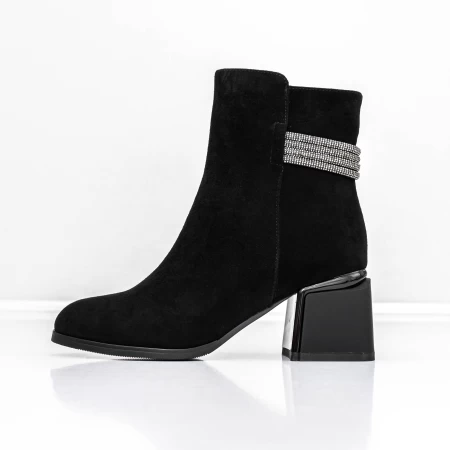 Botine Dama cu toc gros K577-37B Negru » meishop.life