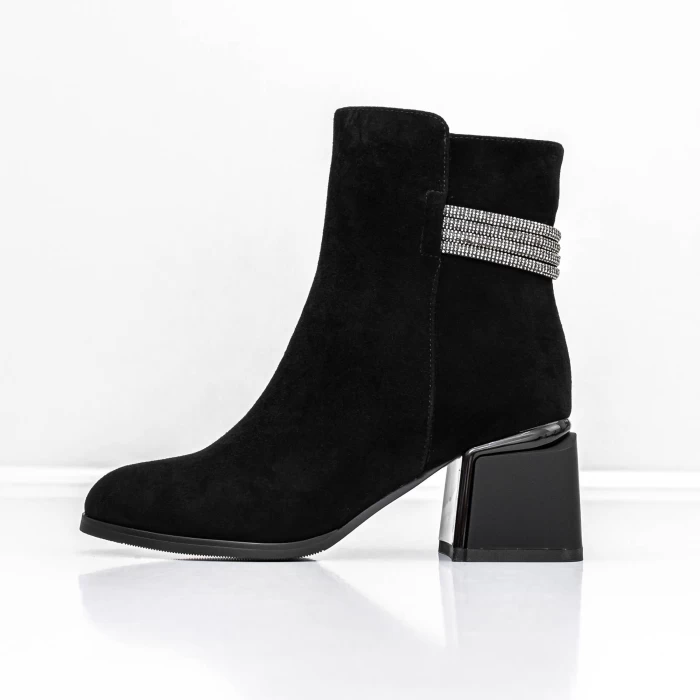 Botine Dama cu toc gros K577-37B Negru » meishop.life