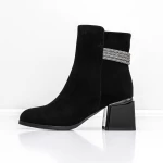 Botine Dama cu toc gros K577-37B Negru » meishop.life